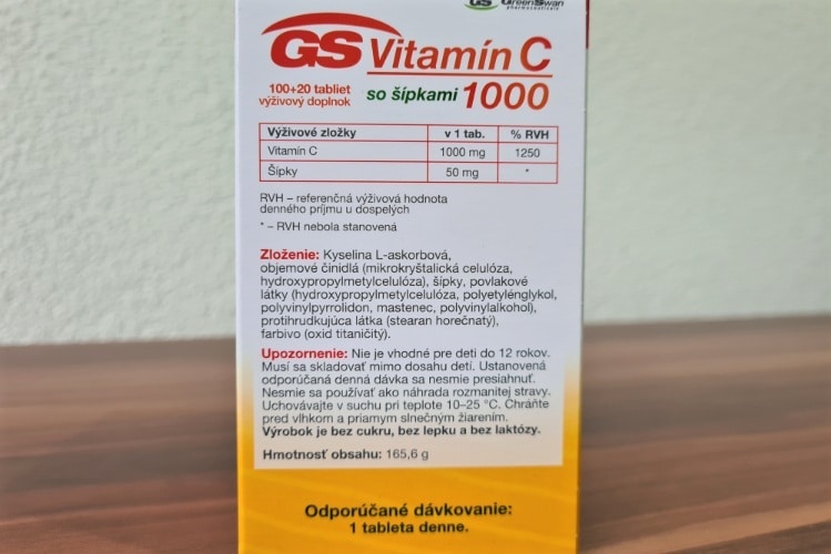GS Vitamín C 1000 so šípkami zloženie